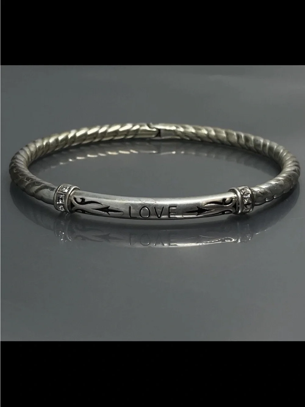 NWOT Brighton LOVE Engraved Silver-Tone Women's Bangle Bracelet